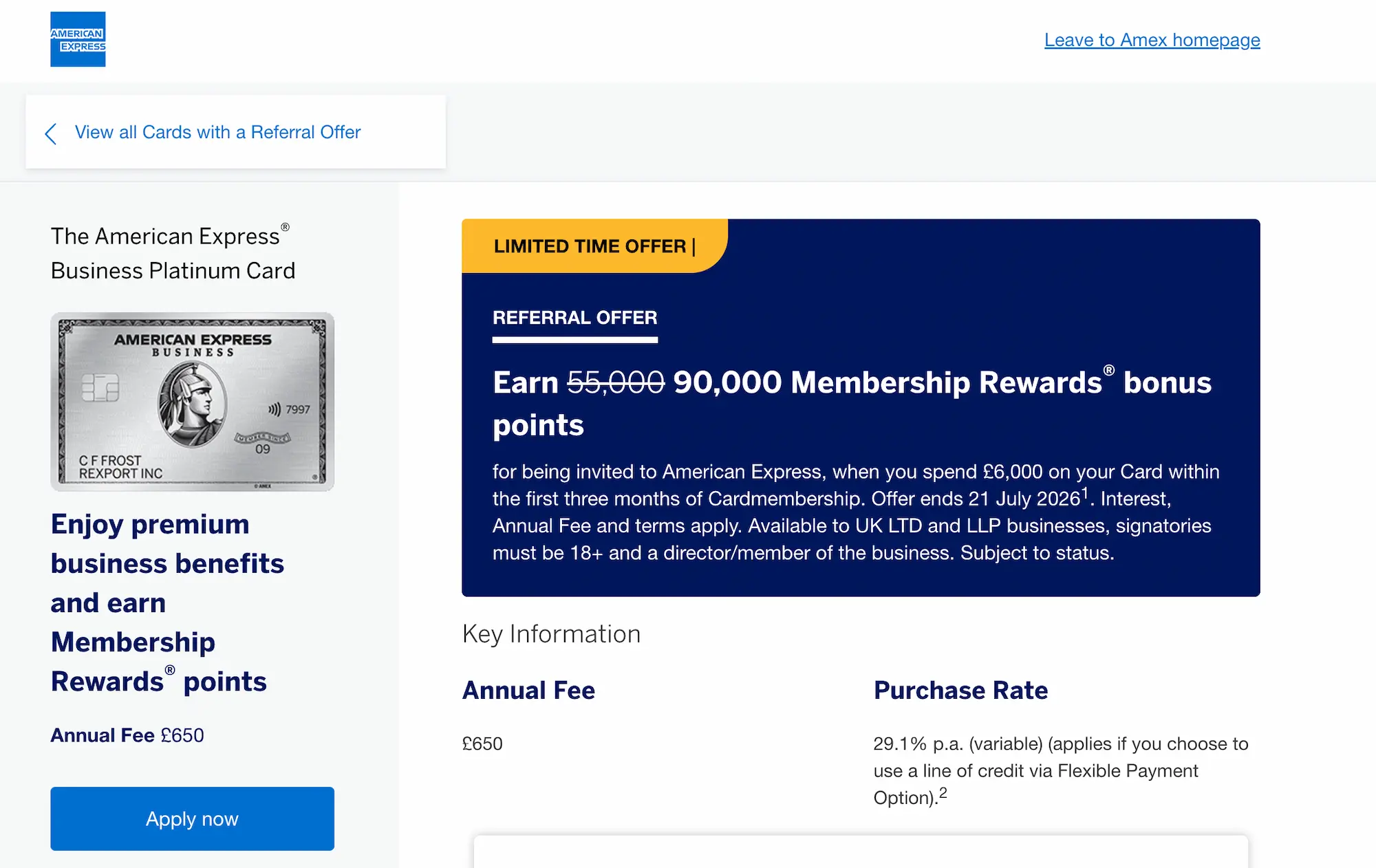 American Express Platinum Amex Referral Page