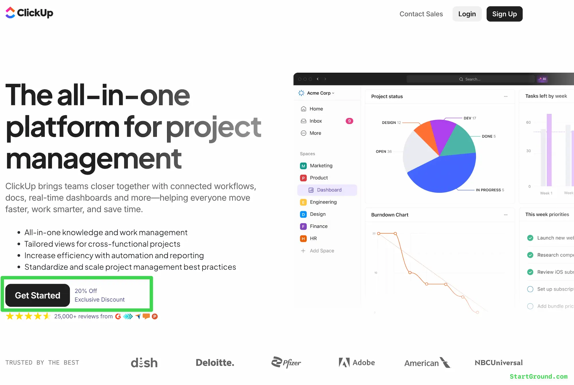 Clickup Promo Code applied StartGround Partner