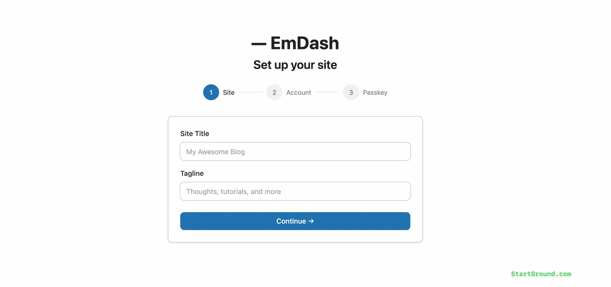 EmDash Installation Process Preview