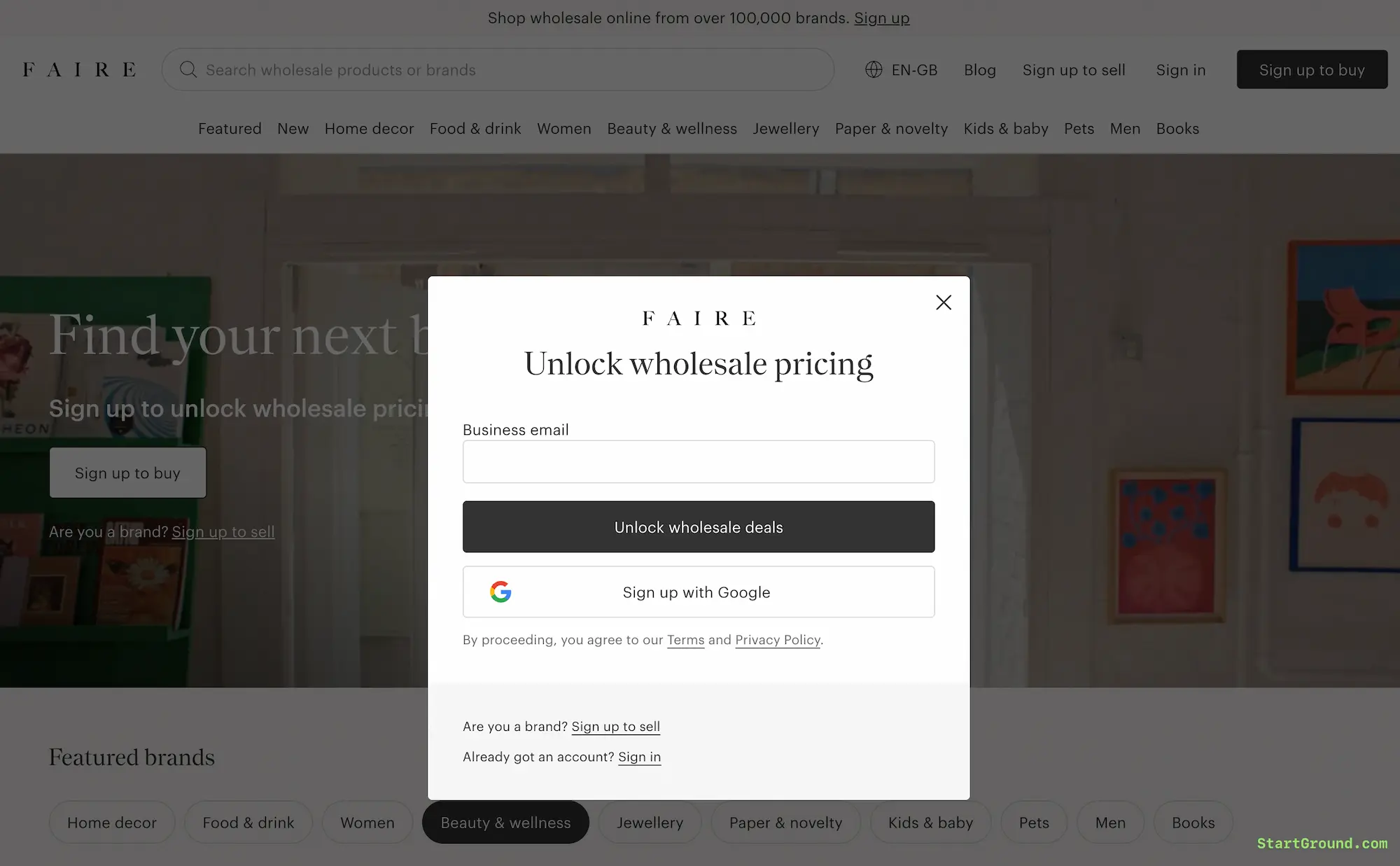 Faire Promo Code Deal Sign Up Page