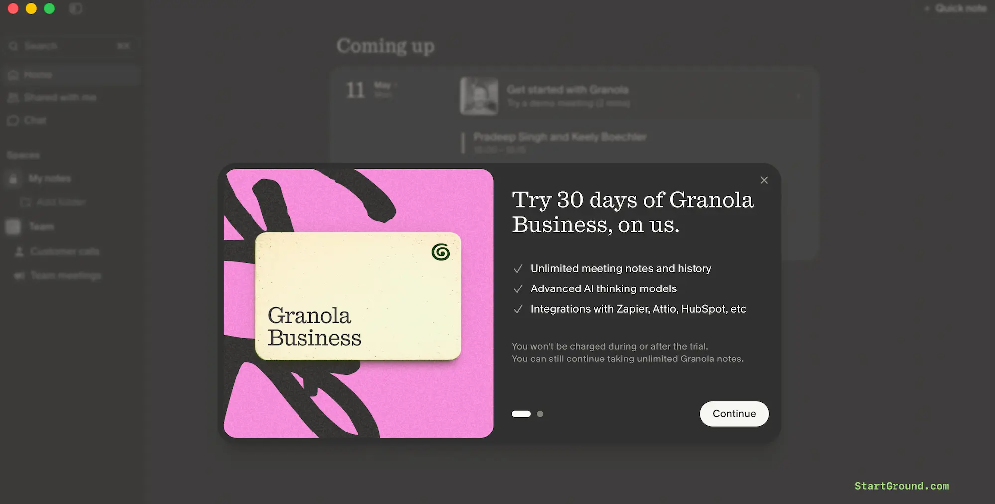 Granola Promo Code Applied Application