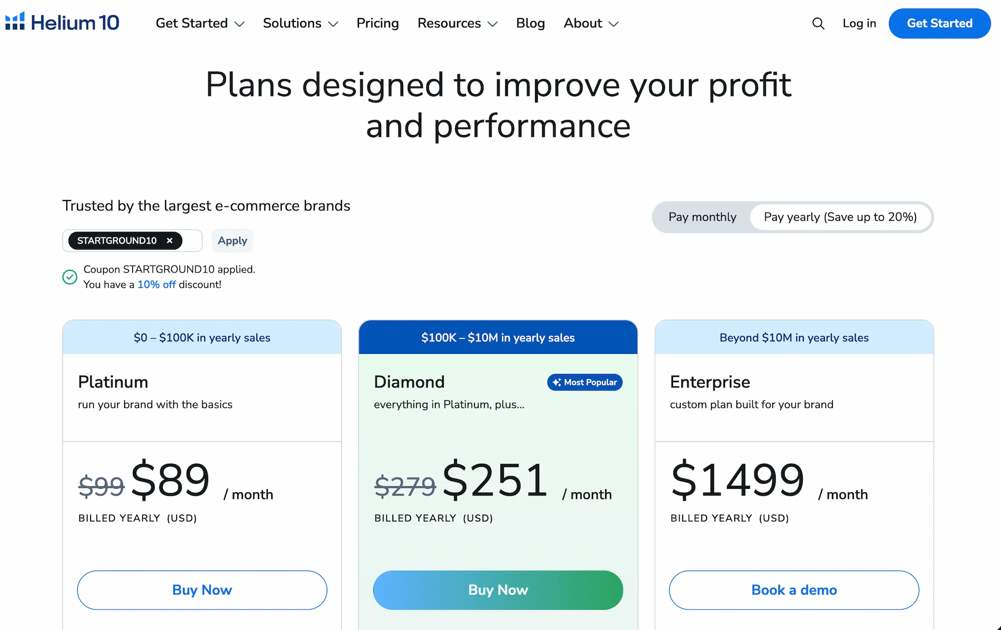 Helium10 Promo Code STARTGROUND10 Applied